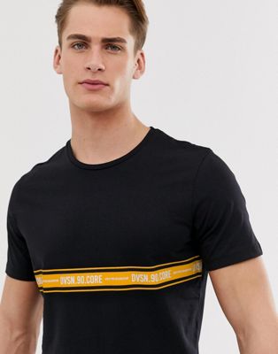 Jack & Jones – Core – T-shirt med mönstrad kant-Svart