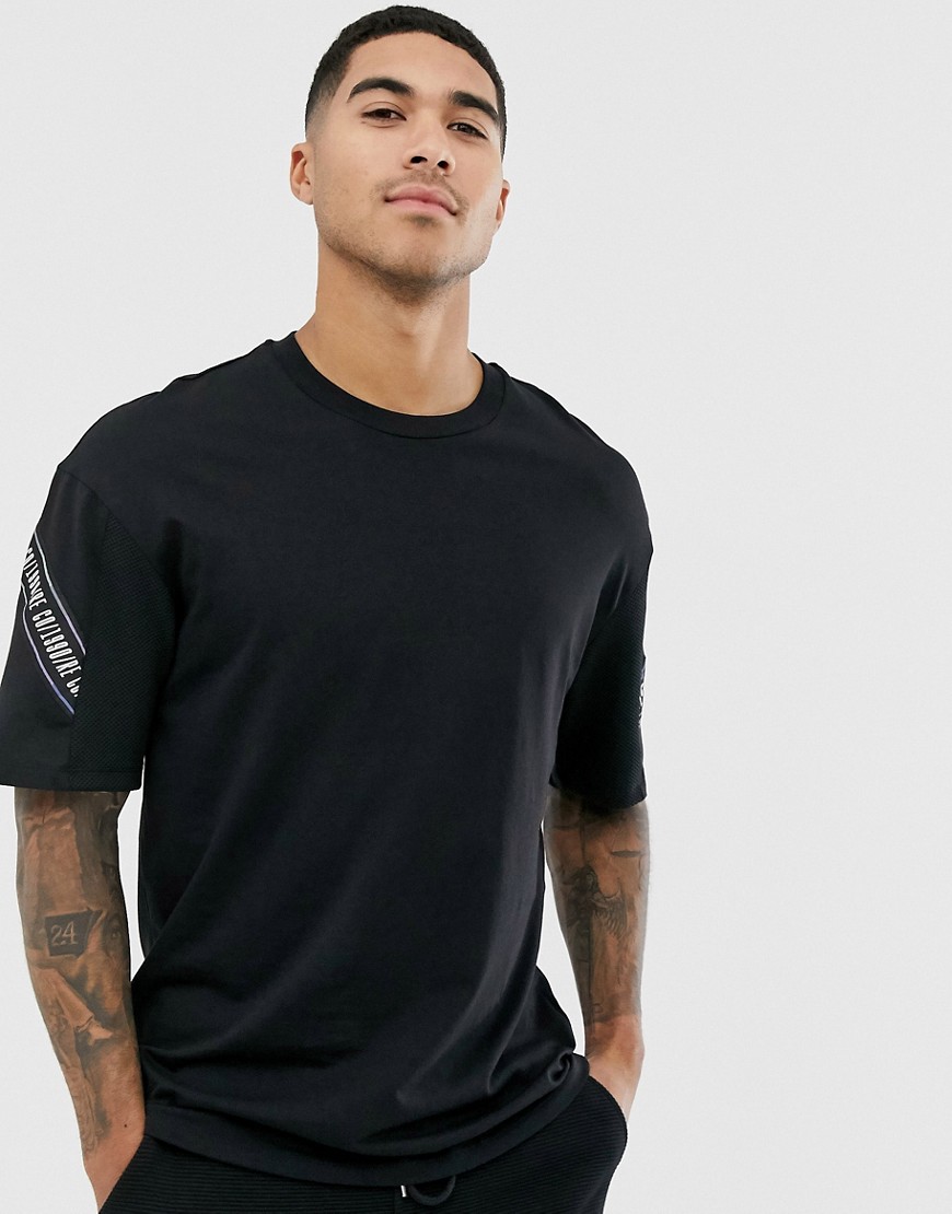 Jack & Jones - Core - T-shirt nera con fettuccia e particolari a rete-Nero