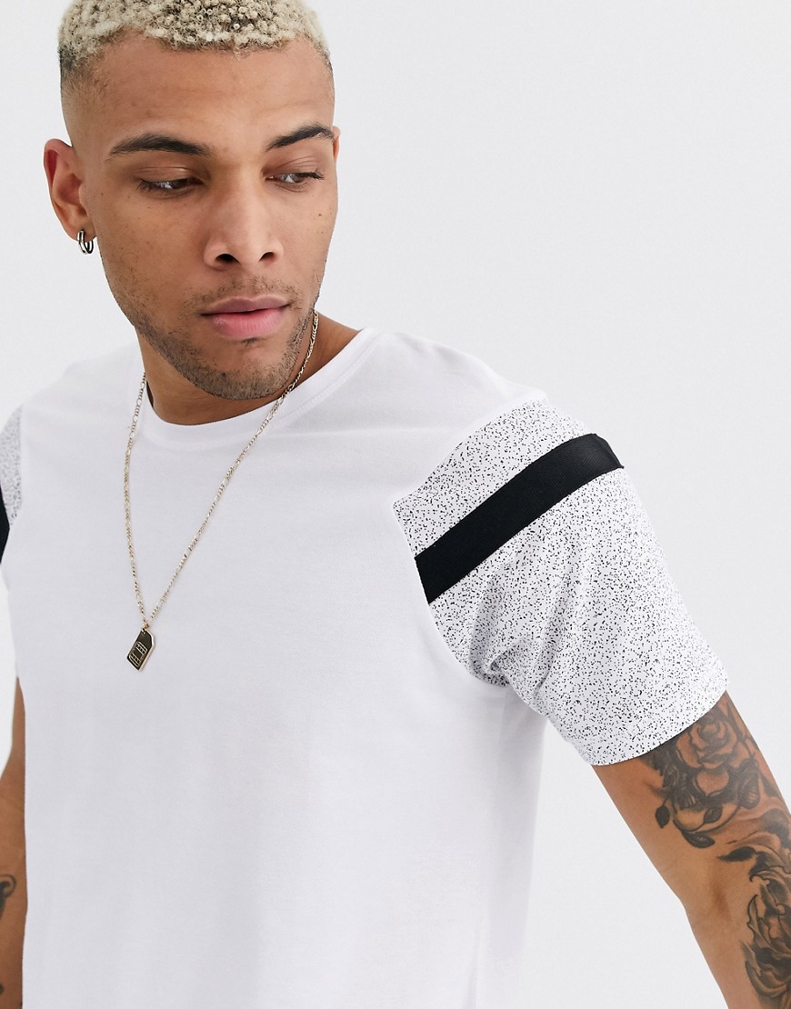 Jack & Jones Core - T-shirt oversize in piqué bianca con riga sulla manica-Bianco