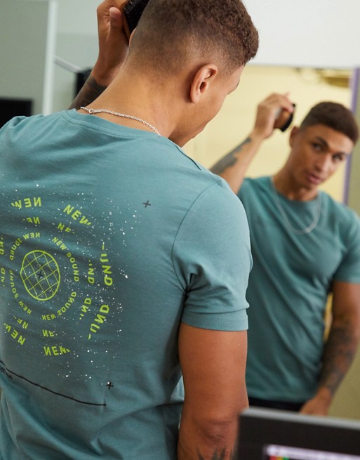 Jack & Jones Core t-shirt with back print in green
