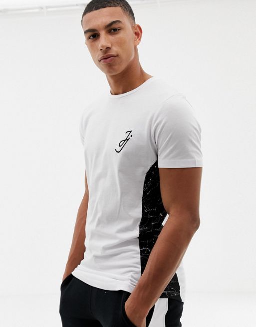 Jack & Jones Core t-shirt with side panel print in curved hem | ASOS