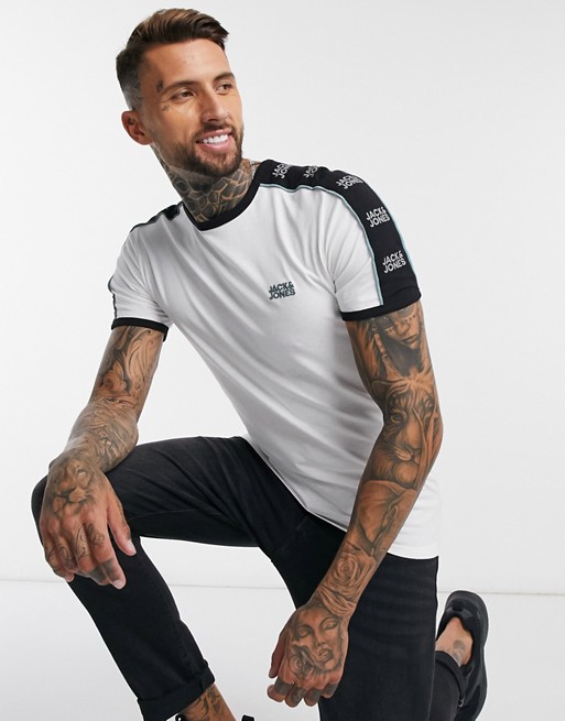 Jack & Jones Core t-shirt with sleeve logo in white