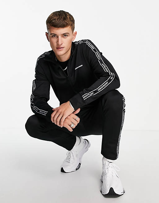 Tracksuits Jack & Jones Core tracksuit with taping in black 