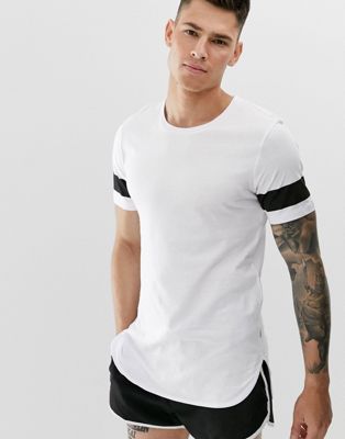 Jack & Jones – Core – Vit t-shirt i oversize-modell med logga och tejpade detaljer på ärmarna