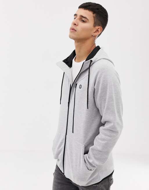 Jack Jones Core zip through hoodie with tech zips