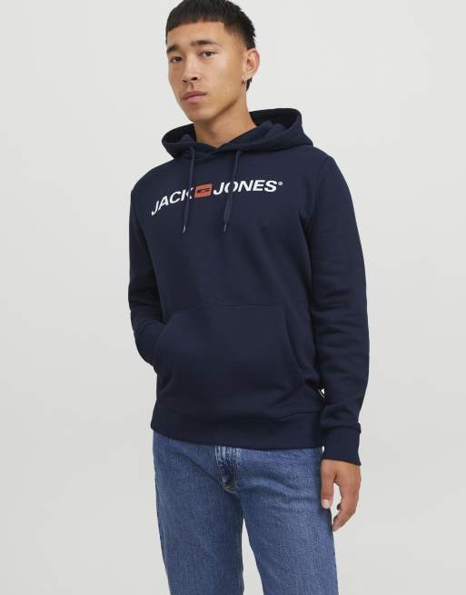 Jack & Jones Corp bluza z kapturem z logo w kolorze granatowym, 1 z 7