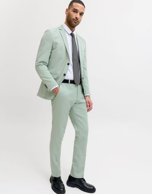 Jack & Jones - Costume avec pantalon ajusté et blazer à boutonnage simple - Vert laitue, 6 de 7