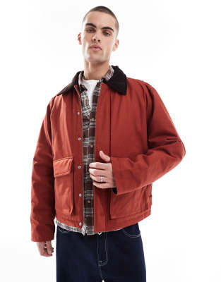 Jack & Jones Jack & Jones cotton carpenter jacket with pockets in rust-Orange