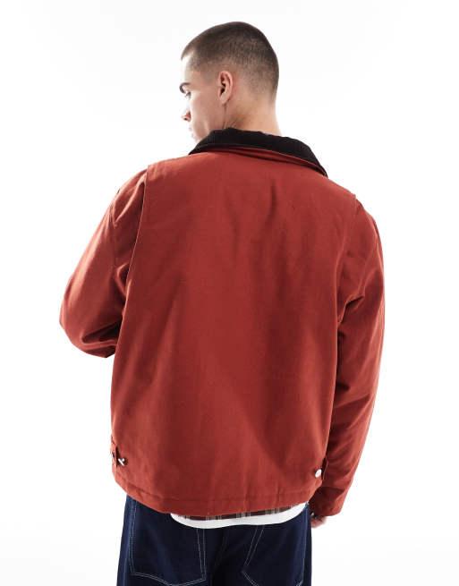 Jack & Jones cotton carpenter jacket with pockets in rust