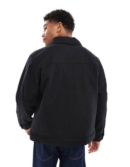 Jack Jones cotton padded carpenter jacket with collar in black
