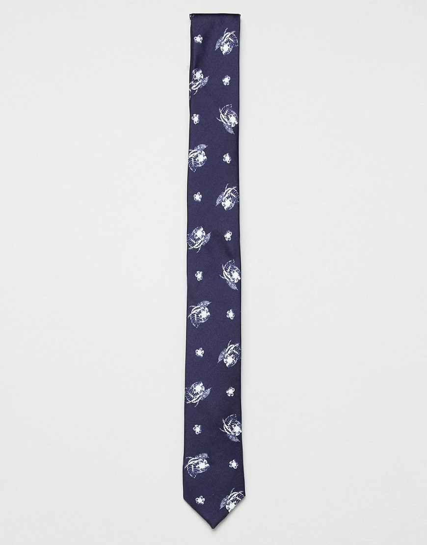 Jack & Jones - Cravatta con stampa floreale-Navy