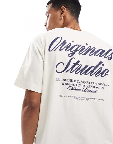 Jack & Jones - Creme oversized T-shirt med tekst bagpå - view 1