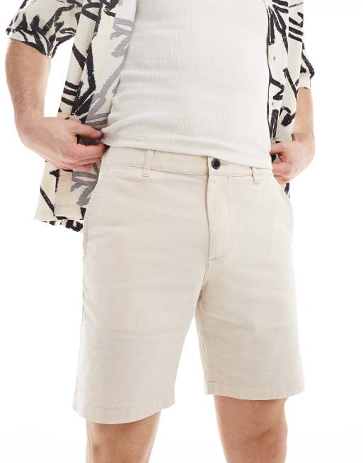 Jack & Jones - Cremefarvede shorts i hørblanding