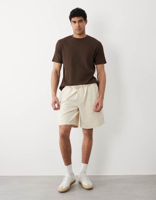 Jack & Jones - Cremefarvede shorts i jernbanefløjl med løbesnor, 2 af 5