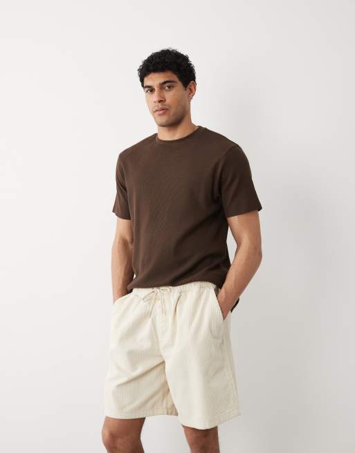Jack & Jones - Cremefarvede shorts i jernbanefløjl med løbesnor, 3 af 5