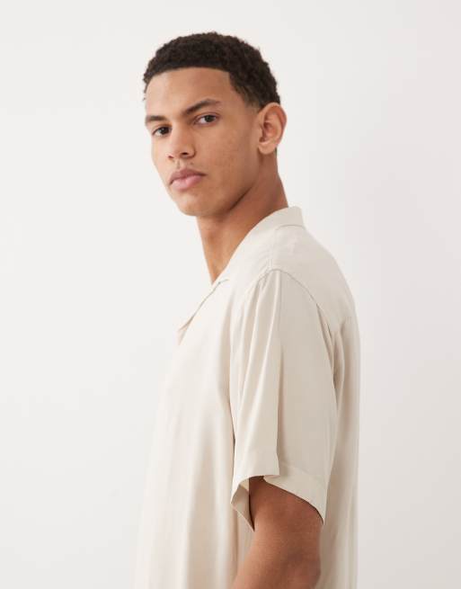 Jack & Jones - Cremefarvet skjorte i viskose med korte ærmer, 4 af 5