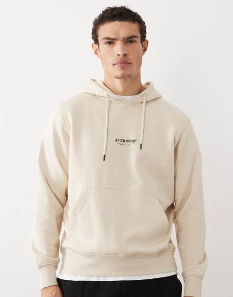 Jack & Jones - Cremehvid hættetrøje med print foran - view 1