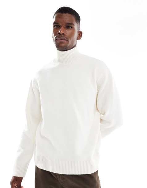 Jack & Jones - Cremehvid kraftig oversized trøje med rullekrave - view 1