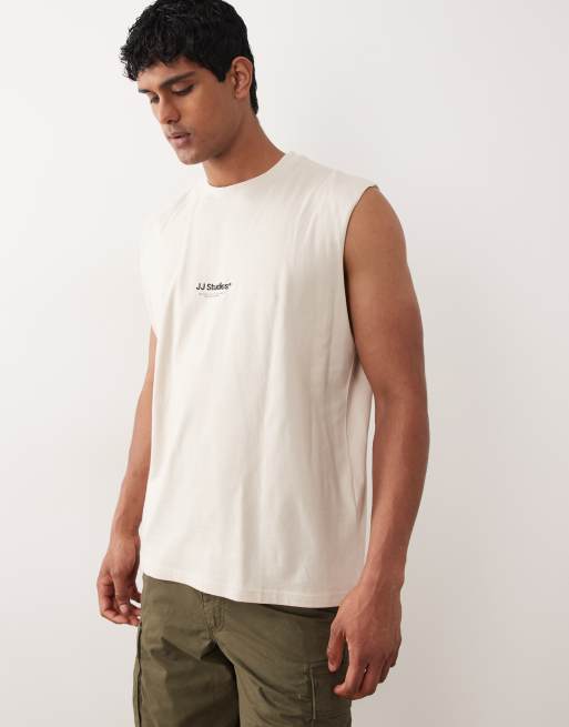 Jack & Jones - Cremehvid overdel med logo på brystet, 3 af 5