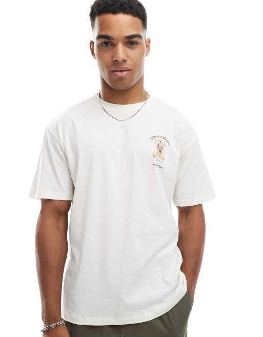 Jack & Jones - Cremehvid oversized T-shirt med 'Positano'-print på ryggen , 2 af 4
