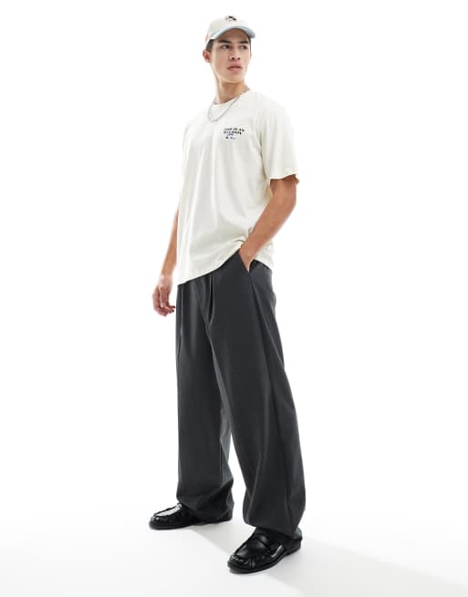 Jack & Jones - Cremehvid oversized T-shirt med print på ryggen, 3 af 4