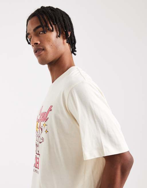 Jack & Jones - Cremehvid oversized T-shirt med teddy-print, 4 af 5