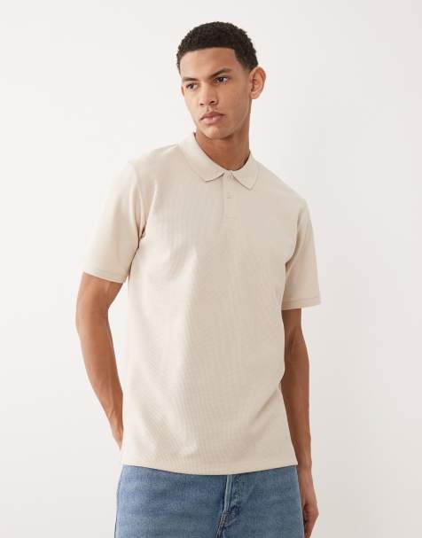 Jack & Jones - Cremehvid poloskjorte med vaffeltekstur - view 1