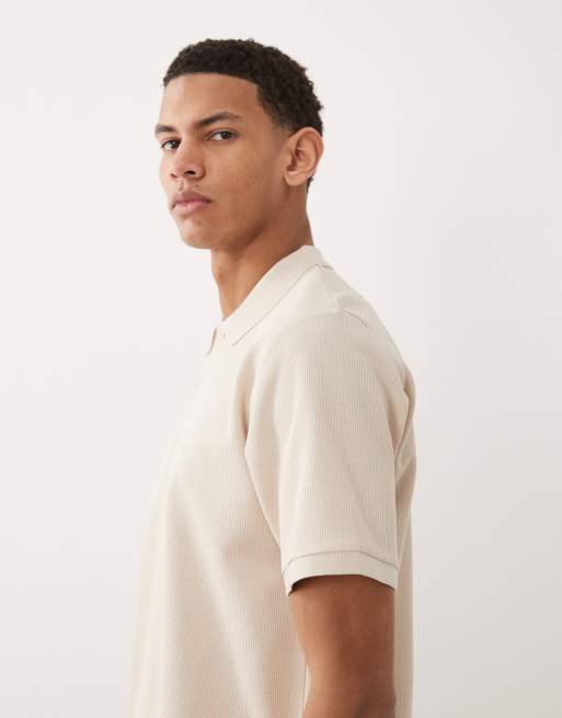 Jack & Jones - Cremehvid poloskjorte med vaffeltekstur, 5 af 5