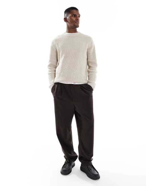 Jack & Jones - Cremehvid trøje i vaffelstrik, 2 af 5