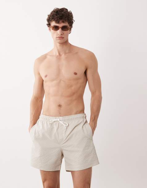 Jack & Jones - Cremehvide badeshorts i bæk-og-bølge-stof - view 1