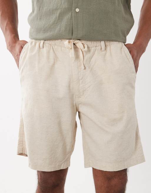 Jack & Jones - Cremehvide shorts med løbesnor i hørblanding, 4 af 5
