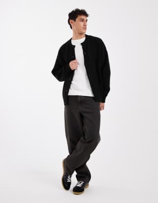 Jack & Jones Crew Neck Cardigan In Black