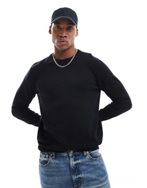 Jack & Jones crew neck jumper in black - view 1
