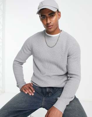 Jack & Jones Jack & Jones crew neck jumper in light grey melange