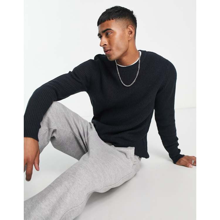 Jack u0026 Jones crew neck jumper in navy | ASOS
