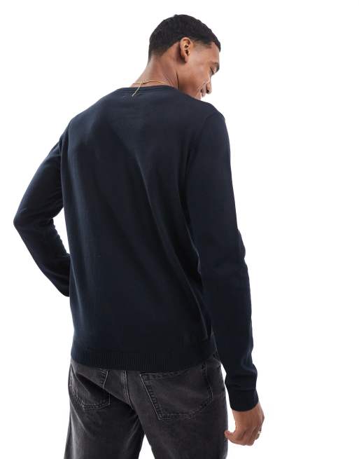 Jack & Jones crew neck jumper in navy , 2 of 4
