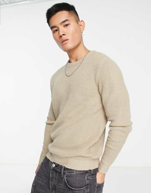 Men's beige discount crew neck sweater