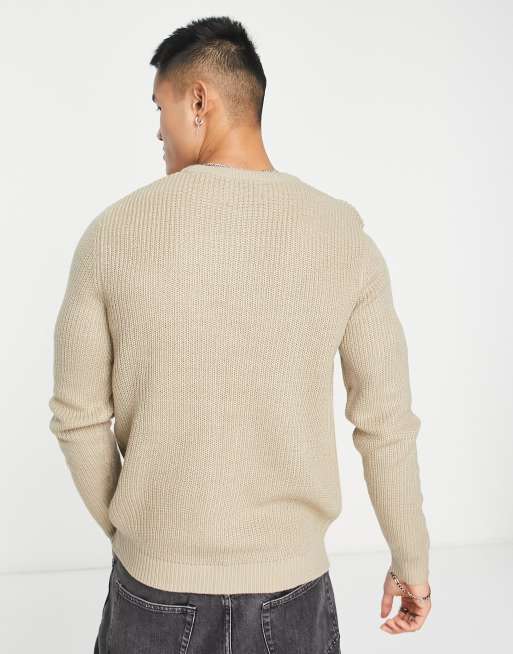 Beige crew 2025 neck jumper