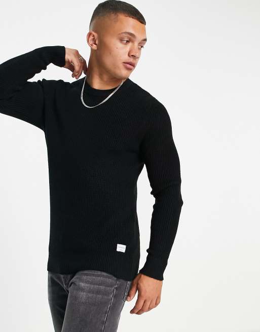 Jack & Jones crew neck sweater in black | ASOS