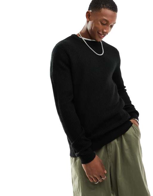 Jack Jones crew neck sweater in black ASOS