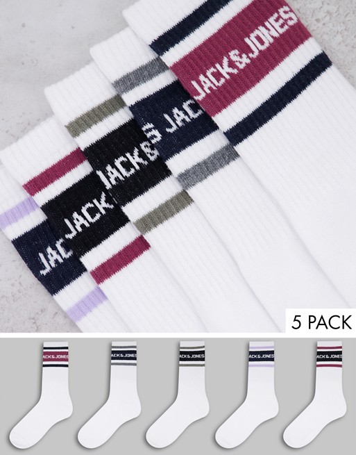 Jack & Jones crew socks with logo in multi colour