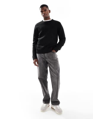 Jack & Jones Crew Sweater In Black