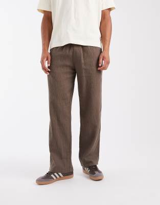 Jack & Jones Crinkle Loose Pants In Brown