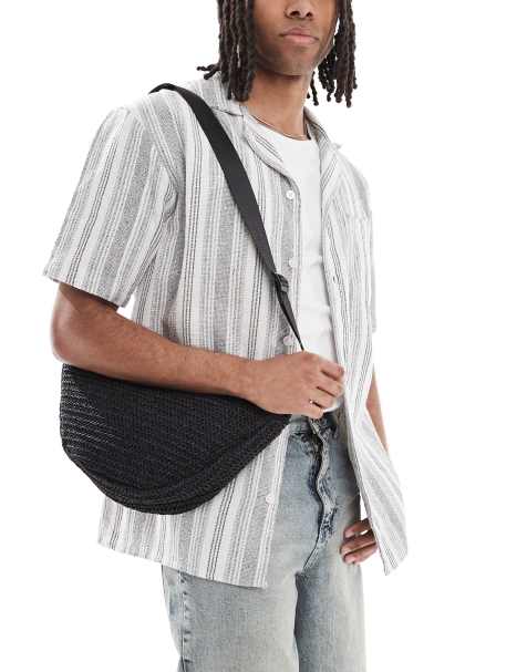 Jack & Jones crochet crossbody bag in black - view 1