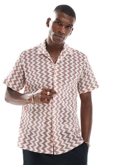 Jack & Jones crochet shirt in burgundy