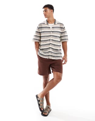 Jack & Jones Crochet Shirt In Gray