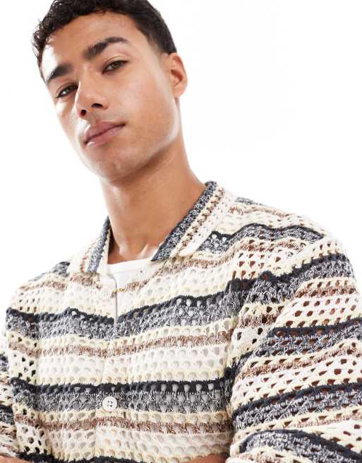 Jack & Jones crochet shirt in stripes, 3 of 4