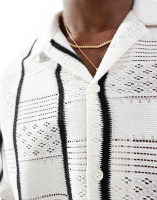 Jack & Jones Crochet Shirt With Burgundy Piping