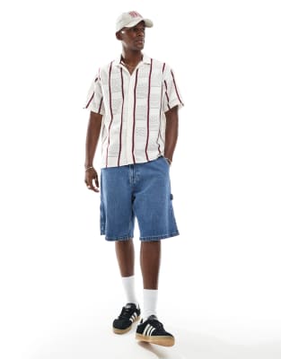 Jack & Jones Crochet Shirt With Burgundy Piping