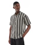 [Jack & Jones] Jack & Jones crochet stripe shirt in black S Black